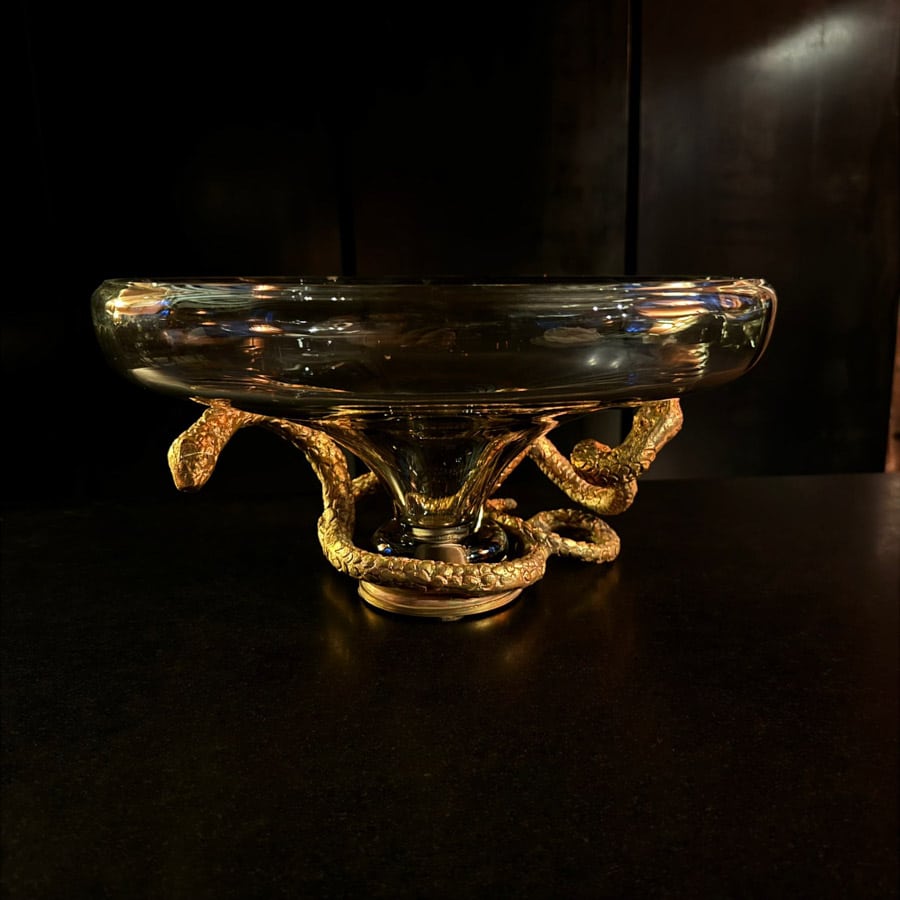 glass and bronze table wear